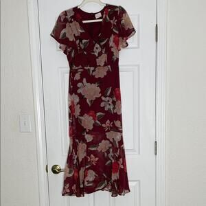 Dee elly Elegant Floral midi dress mermaid size medium